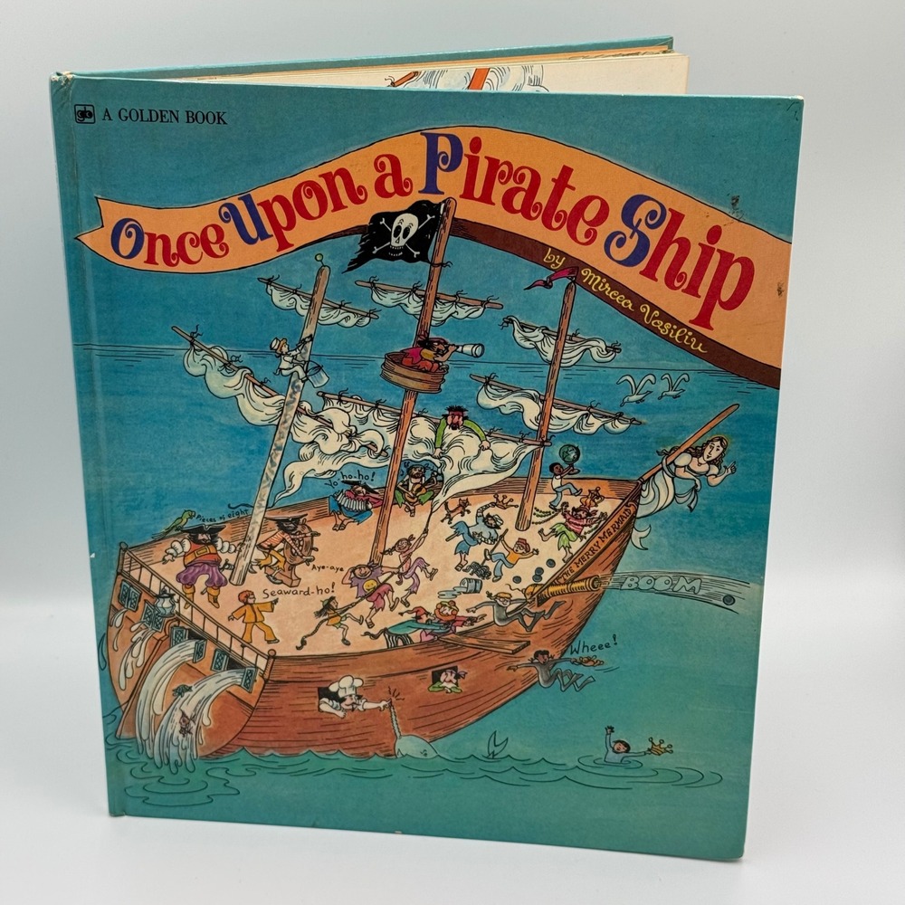 Vintage 1974 Once Upon a Pirate Ship Golden Book Mircea Vasiliu Hardcover